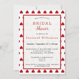 Invitación Valentine Red Heart Bridal Shower