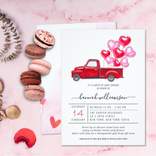 Invitación Valentine Red Truck | Baby Shower de unidad (Subido por el creador)