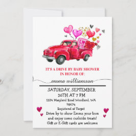 Invitación Valentine Red Truck | Unidad De Baby Shower