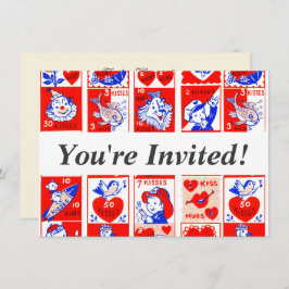 Invitación Valentine Retro Love Hugs Cute Pattern