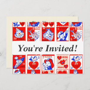 Invitación Valentine Retro Love Hugs Cute Pattern
