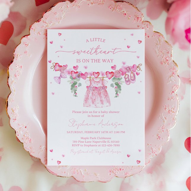 Invitación Valentine’s Baby Shower Invitation, Pink Heart (Subido por el creador)