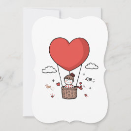 Invitación Valentine’s Day Cute Red Heart Balloon Women’s Cro