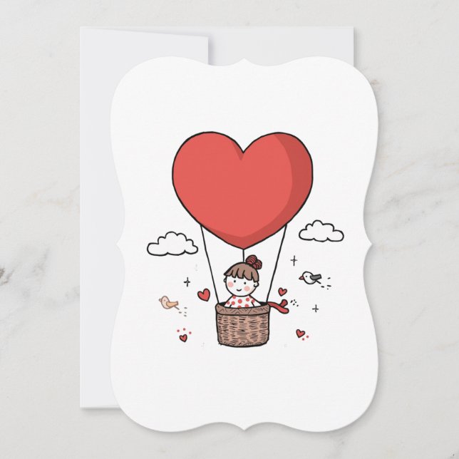 Invitación Valentine’s Day Cute Red Heart Balloon Women’s Cro (Anverso)