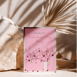Invitación Valentine’s Day Party – Heart Branch on Pink