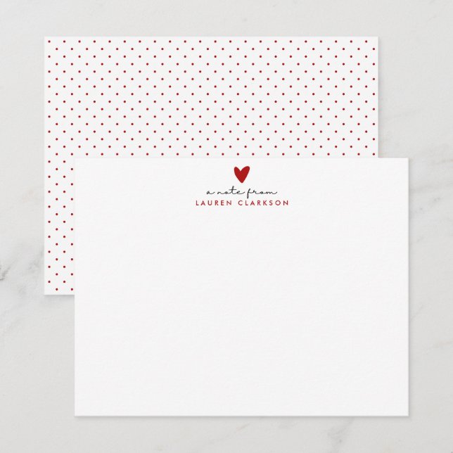 Invitación Valentine’s Day Red Heart stationery Note Card (Anverso / Reverso)
