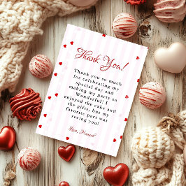 Invitación Valentine Sweatheart birthday Thank You card
