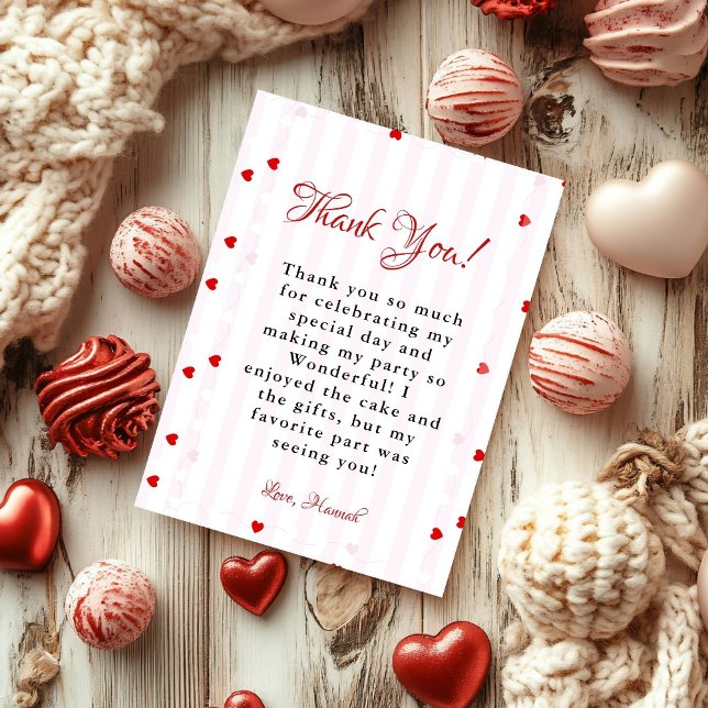 Invitación Valentine Sweatheart birthday Thank You card (Subido por el creador)