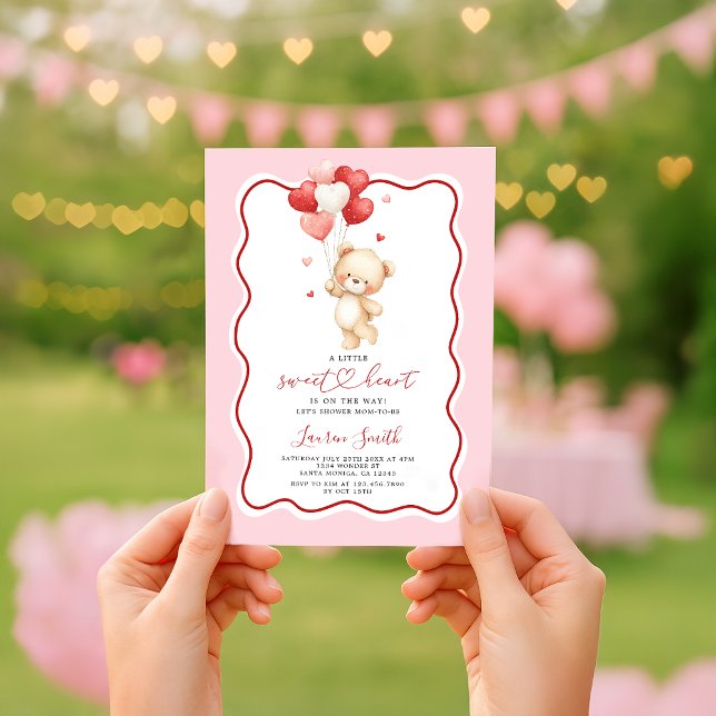 Invitación Valentine Sweetheart Teddy Bear Baby Shower (Subido por el creador)