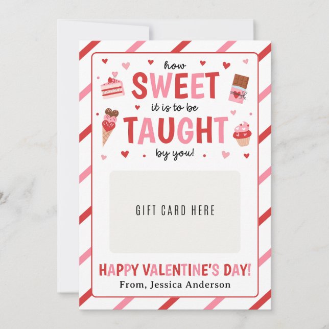 Invitación Valentine Teacher Appreciation Gift Card Holder (Anverso)