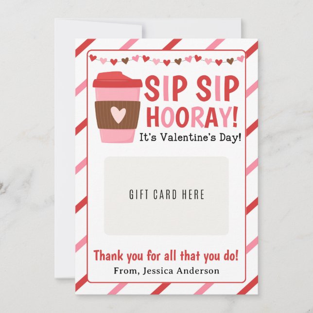 Invitación Valentine Teacher Appreciation Gift Card Holder (Anverso)