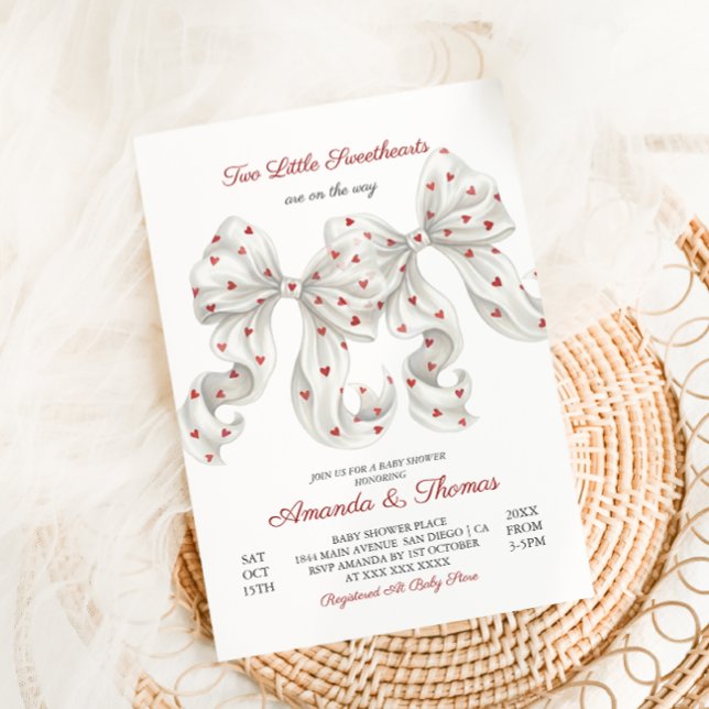 Invitación Valentine Twins Baby Shower (Subido por el creador)