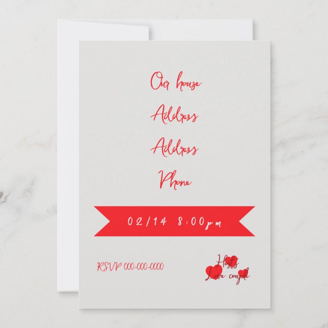 Invitación Valentines day Invitation (Reverso)