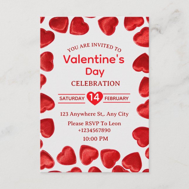 Invitación Valentine's Day Invitation Card (Anverso)