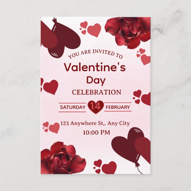 Invitación Valentine's Day Invitation Card (Anverso)