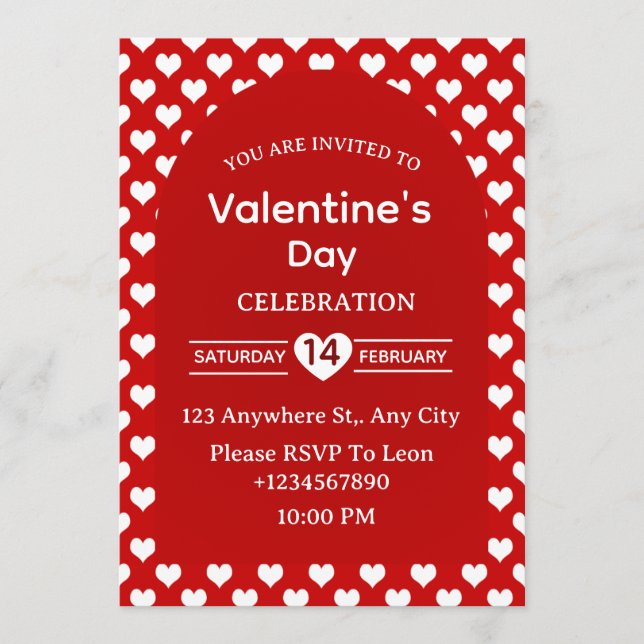 Invitación Valentine's Day Invitation Card (Anverso)