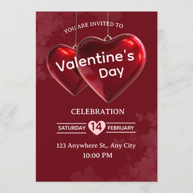 Invitación Valentine's Day Invitation Card (Anverso)