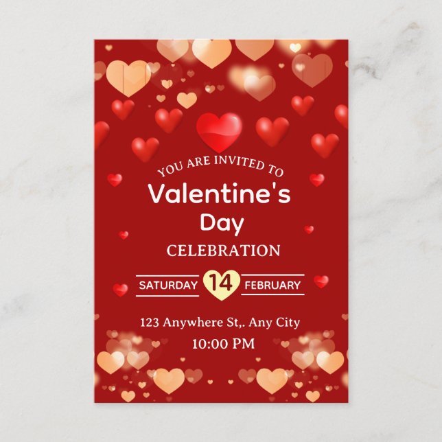Invitación Valentine's Day Invitation Card (Anverso)