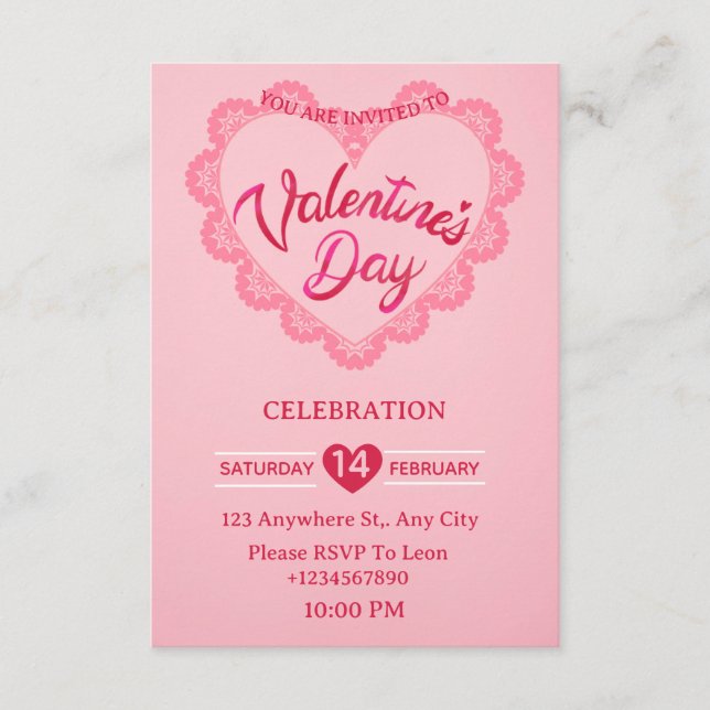 Invitación Valentine's Day Invitation Card (Anverso)