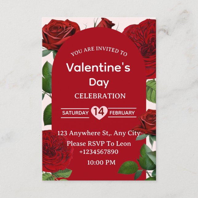 Invitación Valentine's Day Invitation Card (Anverso)