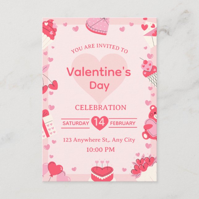 Invitación Valentine's Day Invitation Card (Anverso)