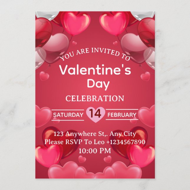 Invitación Valentine's Day Invitation Card (Anverso)