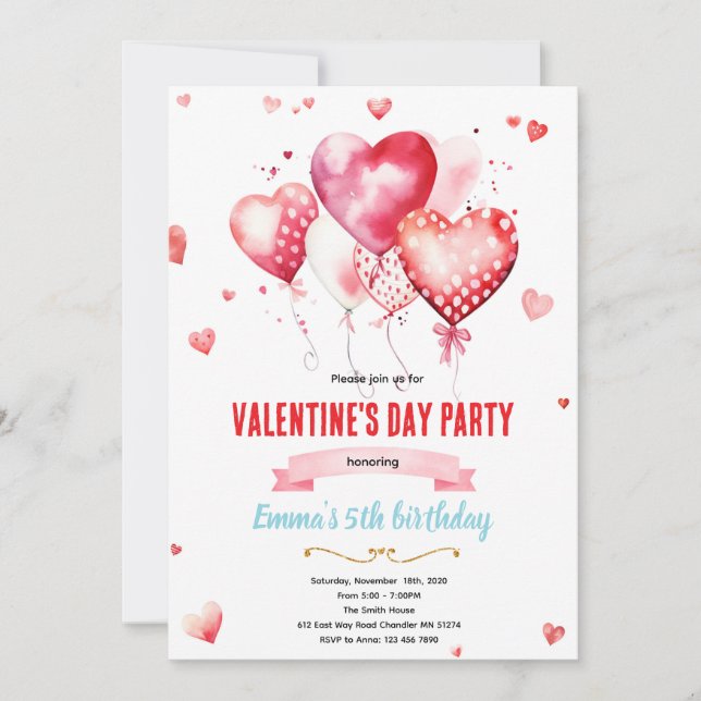 Invitación Valentines day party invitation (Anverso)
