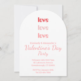 Invitación Valentine's Day Party Pink and Red typography