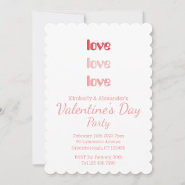 Invitación Valentine's Day Party Pink and Red typography