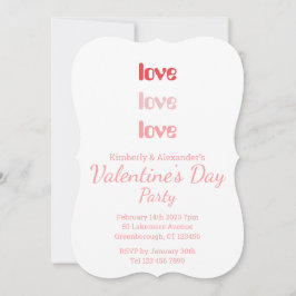 Invitación Valentine's Day Party Pink and Red typography