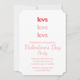Invitación Valentine's Day Party Pink and Red typography