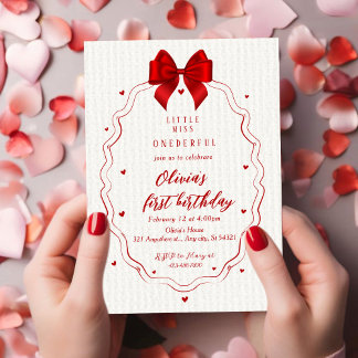 Invitación Valentines Little Miss ONEderful First Birthday