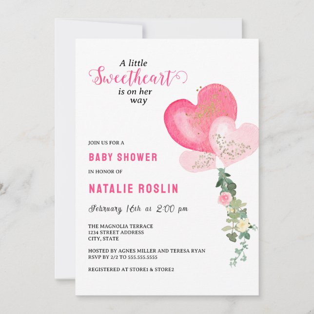 Invitación Valentines Slove Baby Shower (Anverso)
