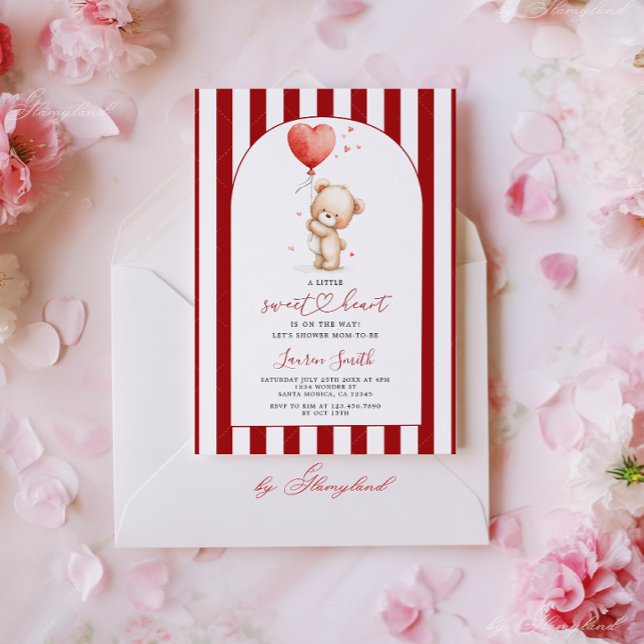 Invitación Valentines Sweetheart Teddy Bear Baby Shower (Subido por el creador)