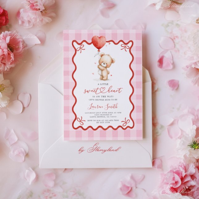Invitación Valentines Teddy Bear Baby Shower Girl (Subido por el creador)