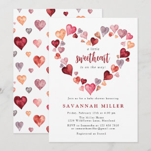 Invitación Valentines Un Pequeño Corazón Querido Baby Shower