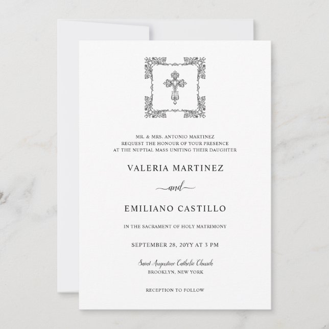 Invitación Valeria Boda moderno de escritura negra con RSVP (Anverso)