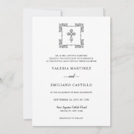 Invitación Valeria Boda moderno de escritura negra con RSVP