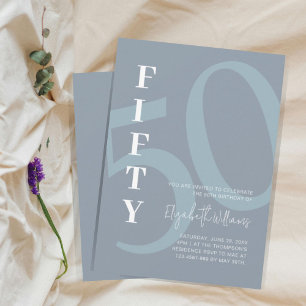 Invitación Valiente quincuagésimo cumpleaños   Dusty Blue Mod