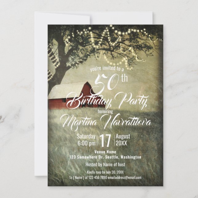 Invitación Valle del Granero Rojo, Diseño de Granja Rústica (Anverso)