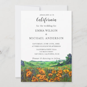 Invitación Valley California Poppies Landscape Floral Boda