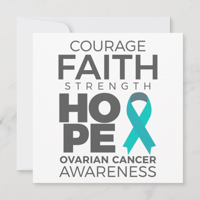 Invitación Valor Fe Fortaleza Esperanza Conciencia Ovárica (Anverso)