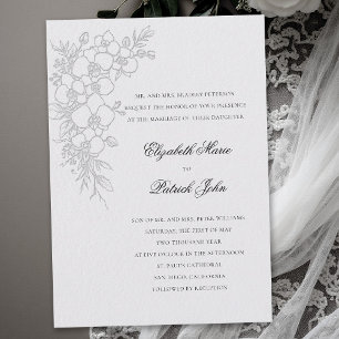 Invitación Vals de Orquídea Formal Tradicional Boda Marfil