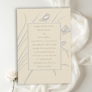 Invitación Vals de Rosa Ecru Formal Moderno Clásico Boda