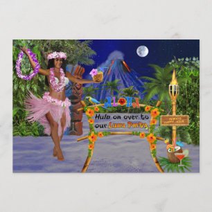 Invitación Vámonos a Nuestra Fiesta Luau Bailando Hula