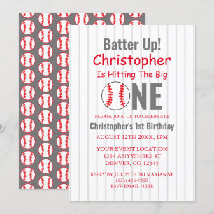 Invitación ¡Vámonos! Béisbol Primer Cumpleaños