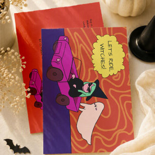 Invitación ¡Vámonos, Brujas! Fiesta de Halloween Divertida
