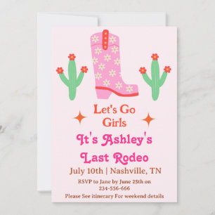Invitación Vámonos Chicas Vaquera Rosa Despedida de Soltera