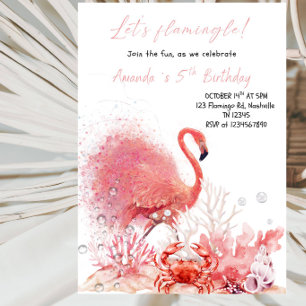Invitación ¡Vámonos Flamingle! Fiesta de Cumpleaños de Flamen