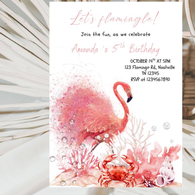 Invitación ¡Vámonos Flamingle! Fiesta de Cumpleaños de Flamen (Subido por el creador)